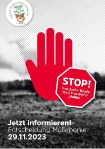 STOP die DEPONIE! / 29.11.2023 / 19:30 Uhr im Apfelbaum / Fresdorfer Heide statt Fresdorfer Halde! @ Gemeindezentrum Michendorf "Zum Apfelbaum"